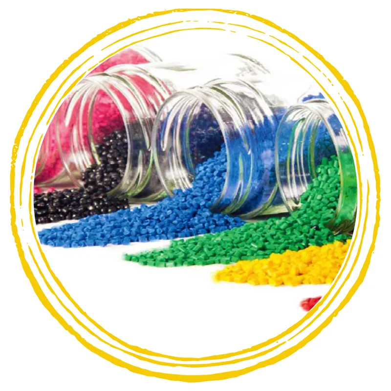 Granuli di materie plastiche di diversi colori
